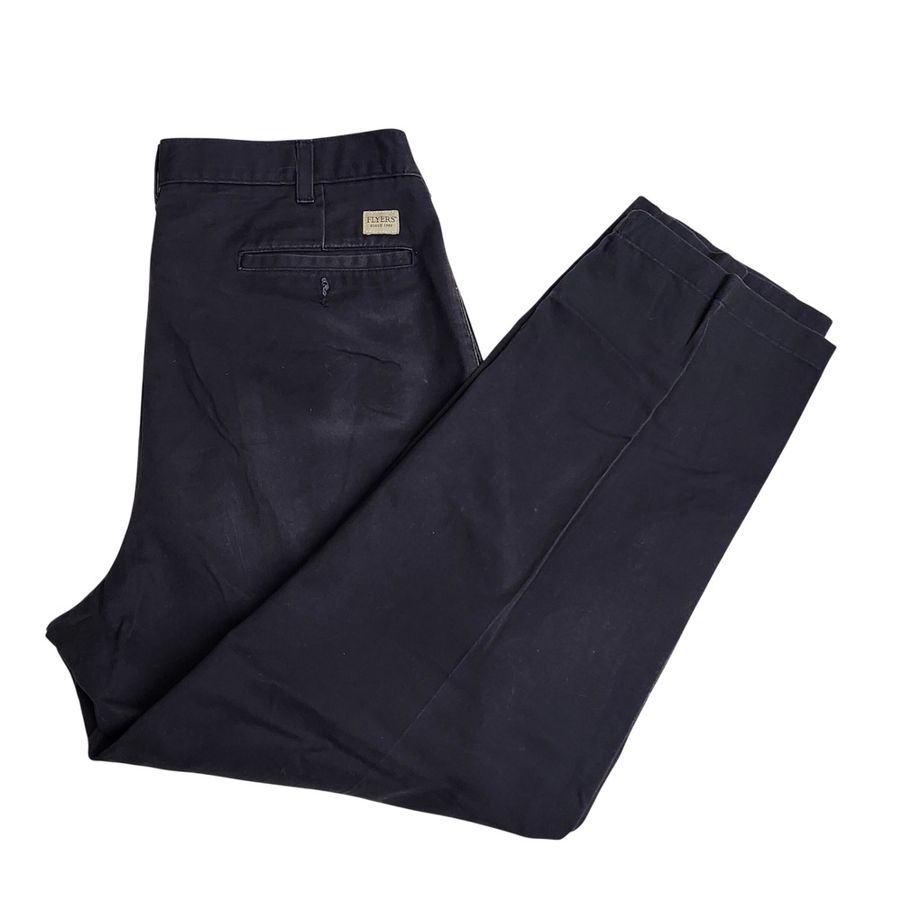 Flyers Mens Pleated Chino Pants Navy‎ Blue Size 36 x 30